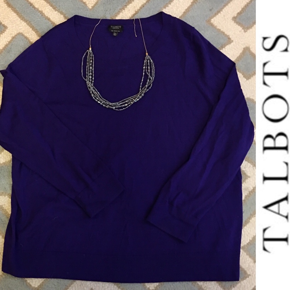 TALBOTS merino crew neck purple sweater 3XP